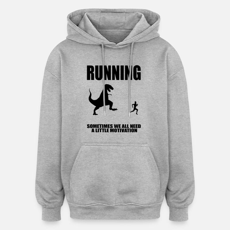 motivation de courir - Sweat à capuche oversize unisexe - gris chiné