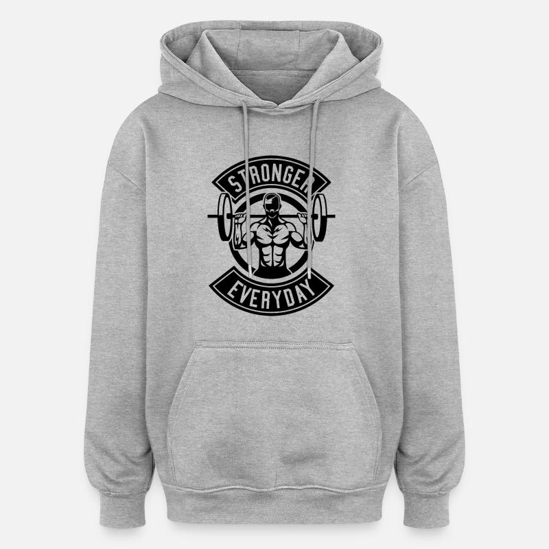 Plus fort que tout - Sweat à capuche oversize unisexe - gris chiné