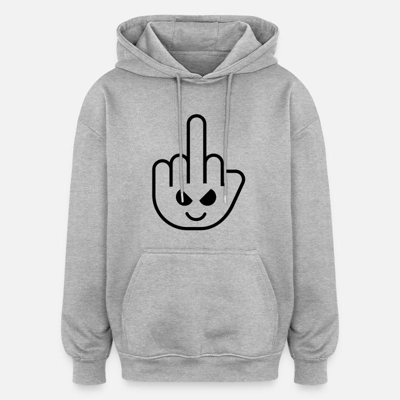 middelfinger_face__f1 - Oversized Unisex Hoodie - Grau meliert
