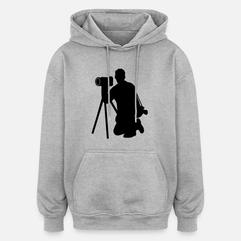 photographer - Sweat à capuche oversize unisexe - gris chiné