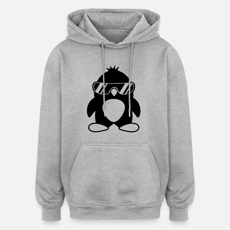 Pingouin frais - Sweat à capuche oversize unisexe - gris chiné