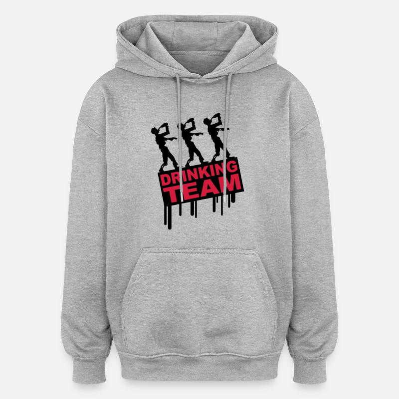 Drunken Party Zombies Drinking Team - Oversized Unisex Hoodie - heather grey