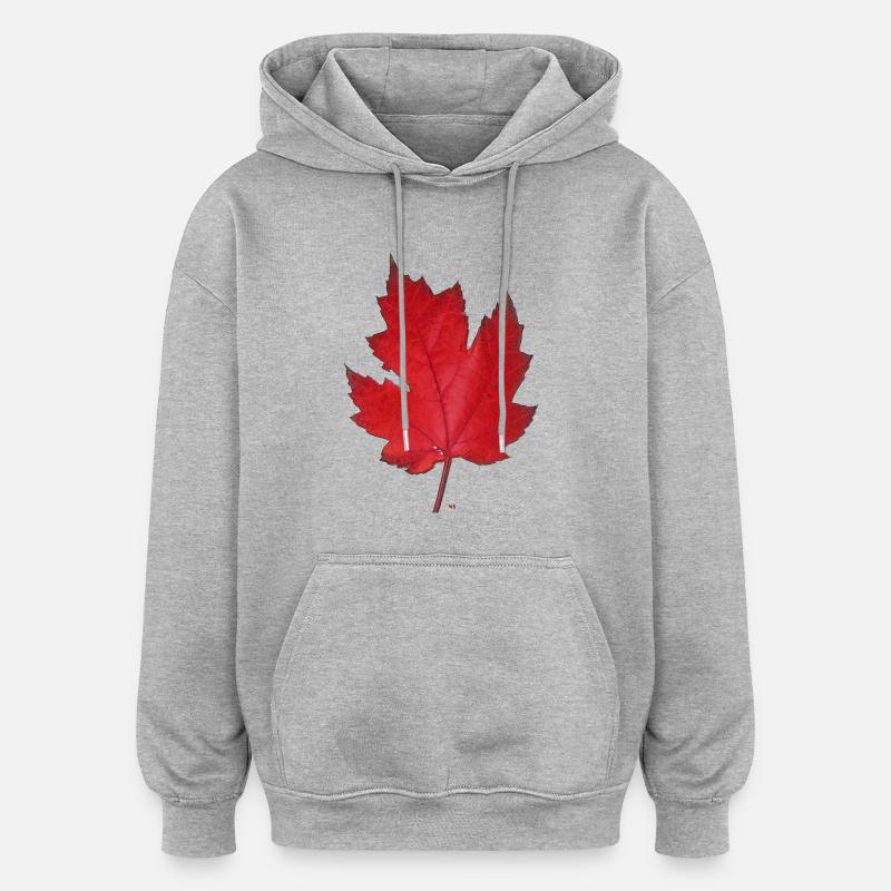 Red maple leaf - Oversized Unisex Hoodie - heather grey