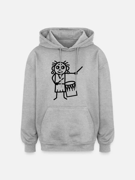 Frau mit Surdo - Oversized Unisex Hoodie - Grau meliert
