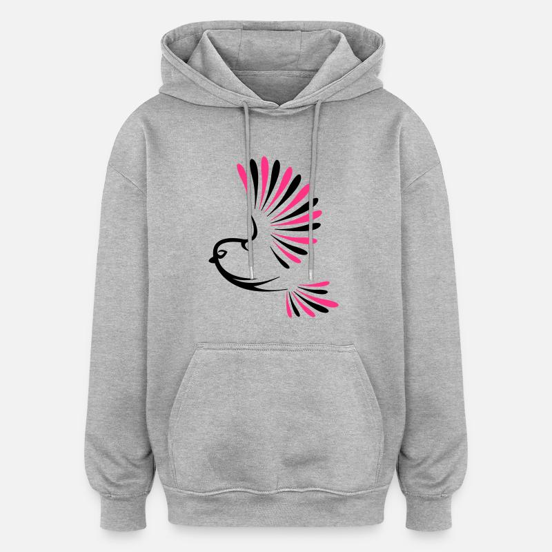 bird_2 - Sweat à capuche oversize unisexe - gris chiné