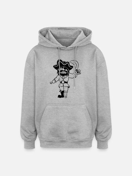 Pirate holzbein dreispitz degen - Oversized Unisex Hoodie - heather grey