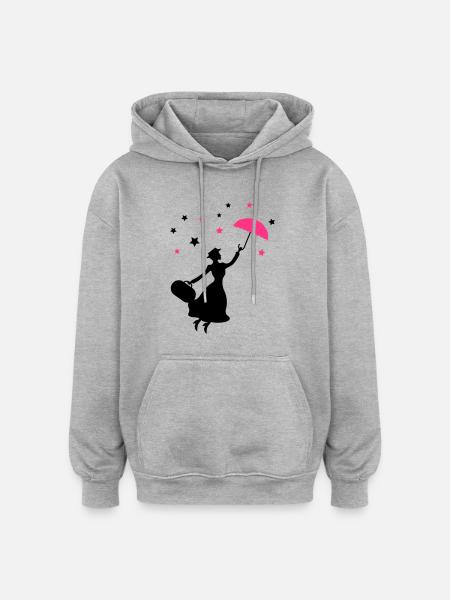 frau_regenschirm_02 - Sweat à capuche oversize unisexe - gris chiné