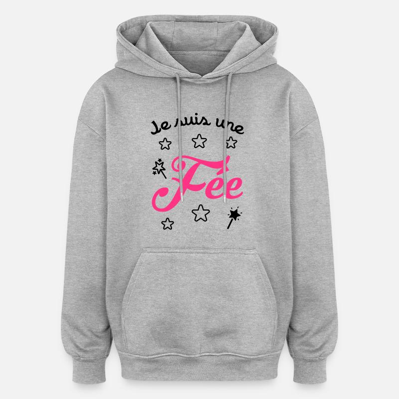 fille / fée / princesse / bébé - Sweat à capuche oversize unisexe - gris chiné