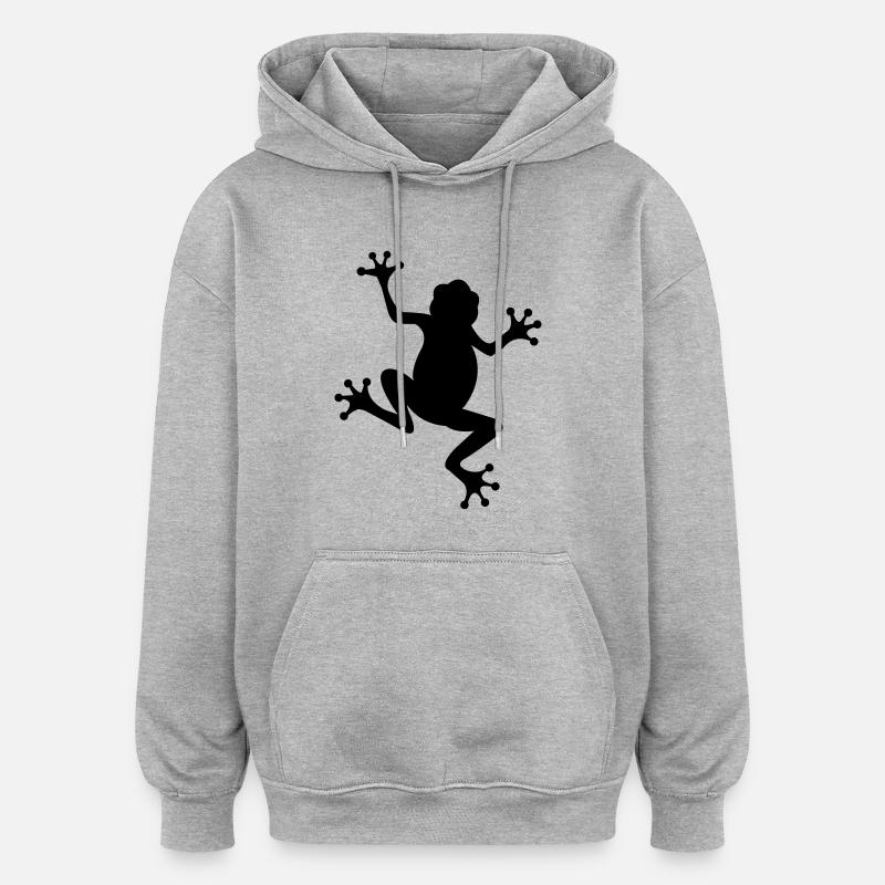 frog_001 - Sweat à capuche oversize unisexe - gris chiné