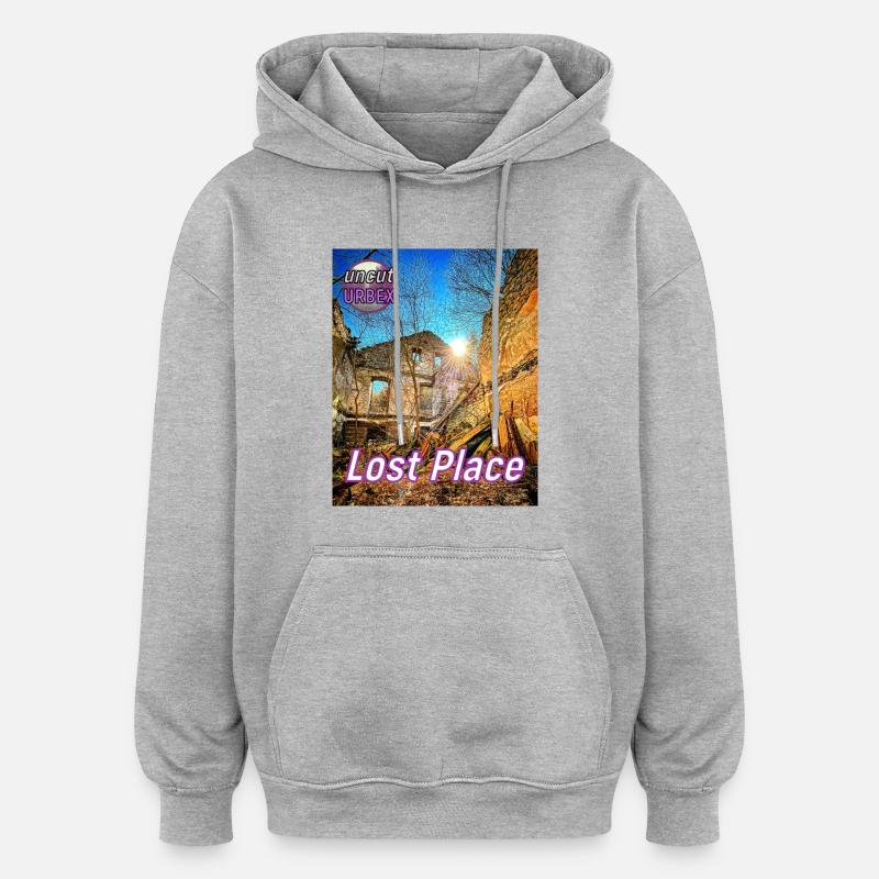 Lost Place Forge - Sweat à capuche oversize unisexe - gris chiné