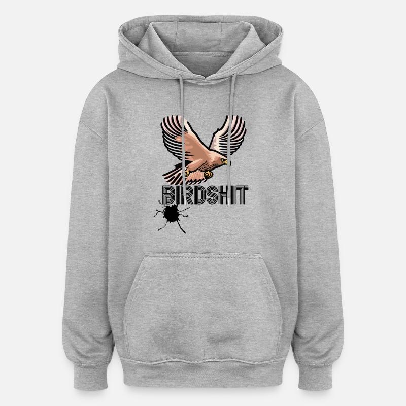 BIRDSHIT - ADLER - Oversized Unisex Hoodie - Grau meliert