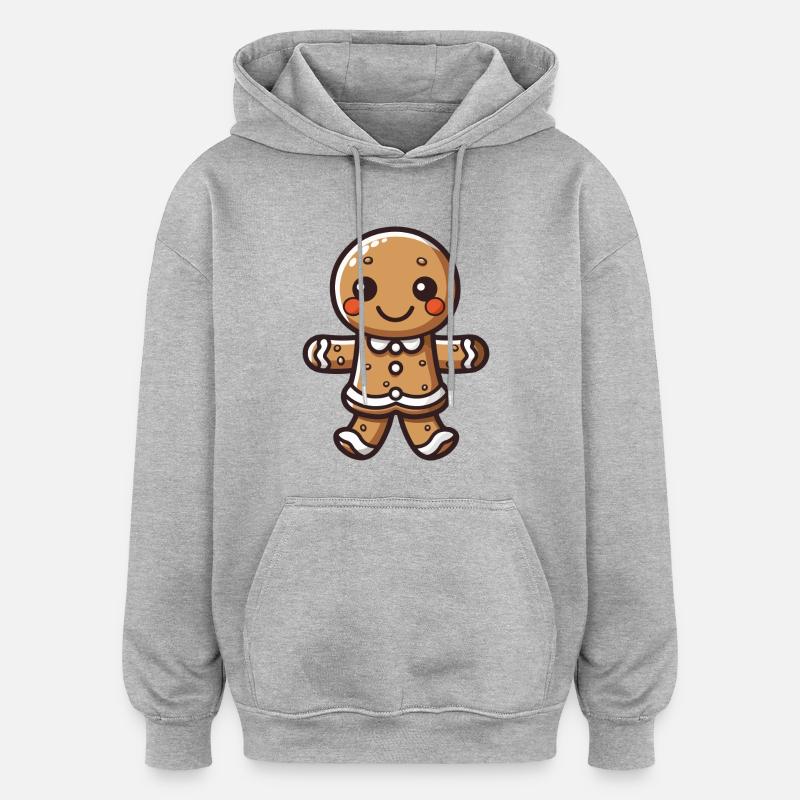 Lebkuchenmann - Oversized Unisex Hoodie - Grau meliert