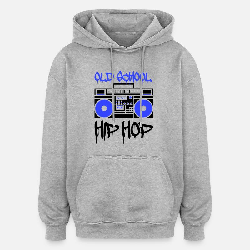 Ghetto blaster old school - Sweat à capuche oversize unisexe - gris chiné