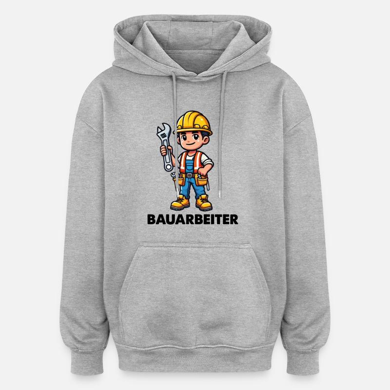 Ouvrier du bâtiment - Sweat à capuche oversize unisexe - gris chiné