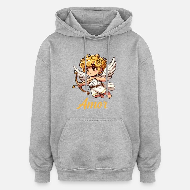Engel Comic Amor - Oversized Unisex Hoodie - Grau meliert