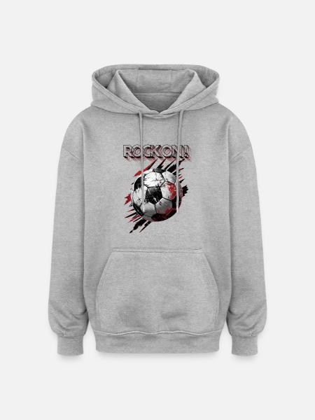 Fussball - rock on ! - Oversized Unisex Hoodie - Grau meliert