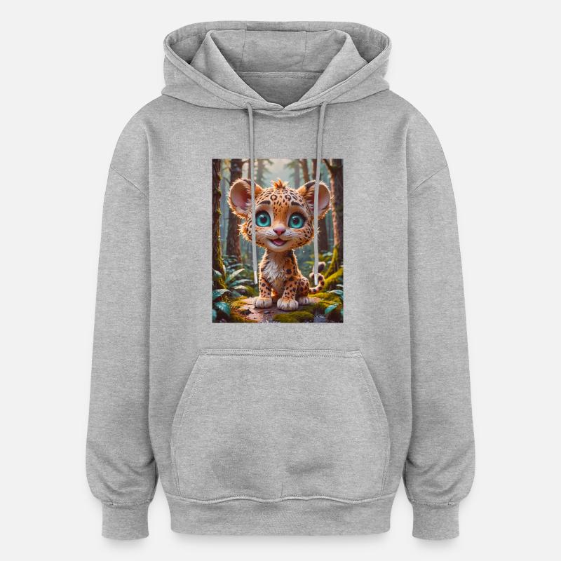 animaux africains super mignons – Léopard - Sweat à capuche oversize unisexe - gris chiné