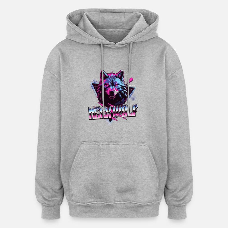 Mexx Wolf Retro Design - Oversized Unisex Hoodie - Grau meliert