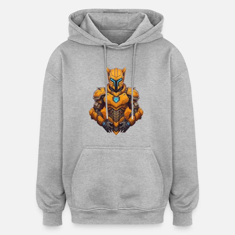 Robot guerrier abeille - Sweat à capuche oversize unisexe - gris chiné
