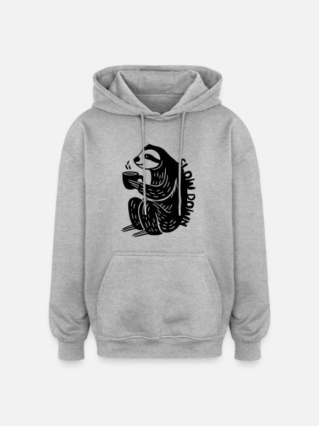 Slow Down - Oversized Unisex Hoodie - Grau meliert