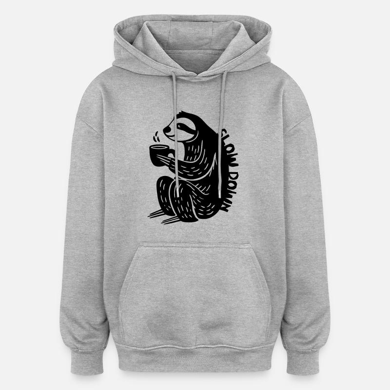 Plus lentement - Sweat à capuche oversize unisexe - gris chiné