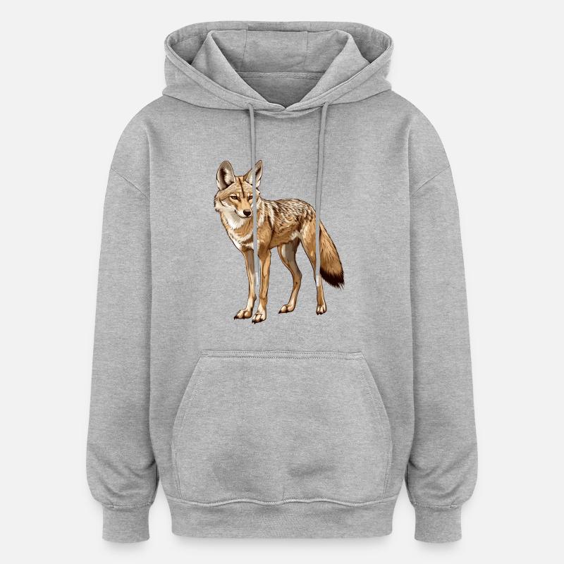 Chacal rusé - Sweat à capuche oversize unisexe - gris chiné