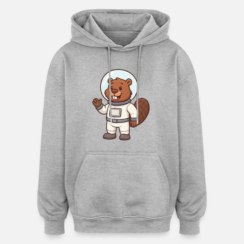 Beaver Astronaut Comic - Oversized Unisex Hoodie - heather grey