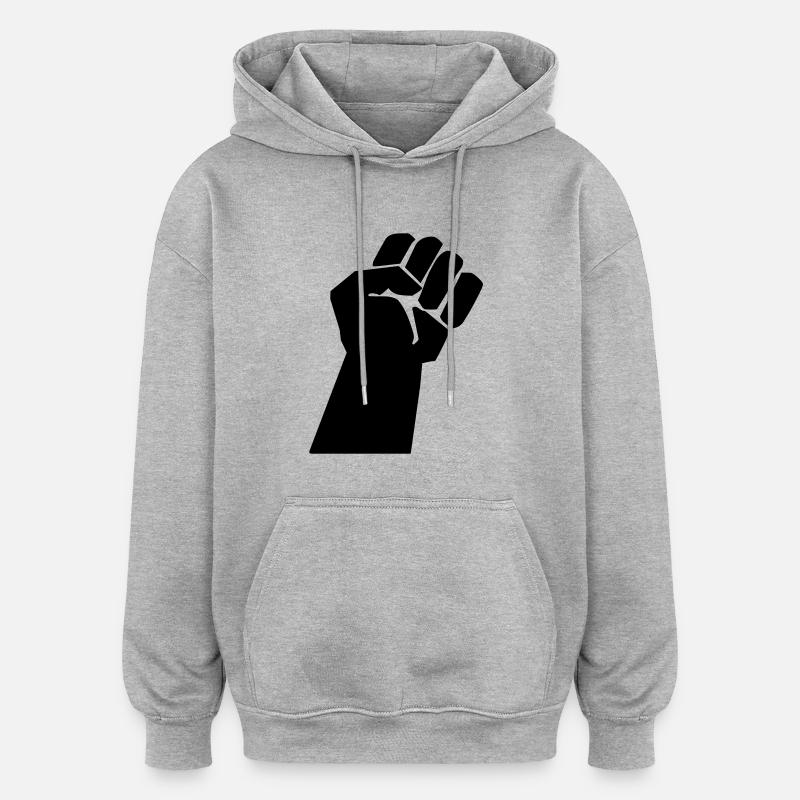 revolt fist - Sweat à capuche oversize unisexe - gris chiné