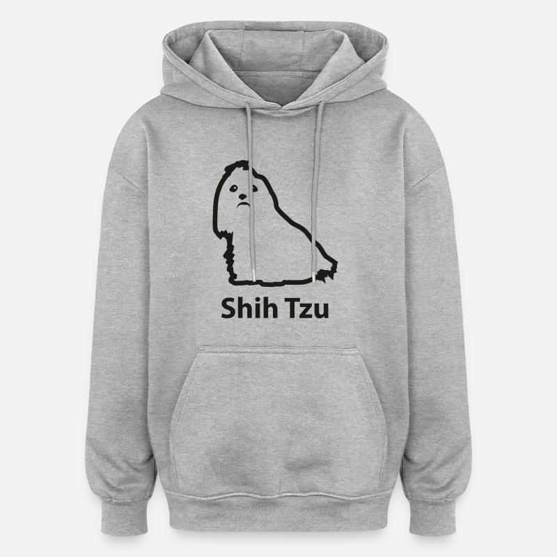 Shih Tzu - Sweat à capuche oversize unisexe - gris chiné