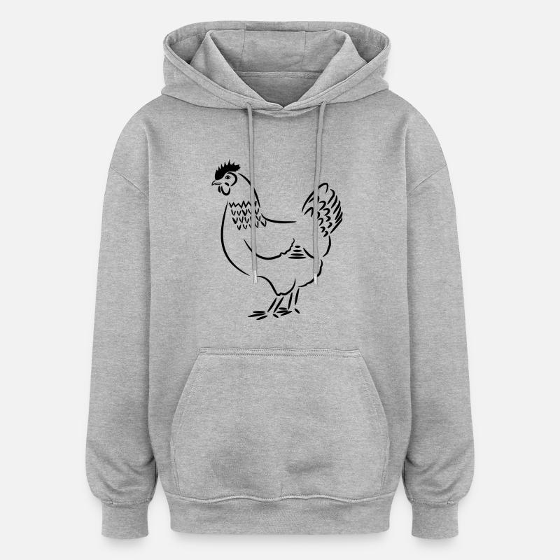 poule de poulet - Sweat à capuche oversize unisexe - gris chiné