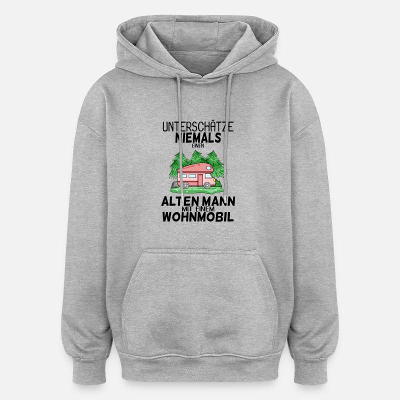 Alter Mann Wohnmobil - Oversized Unisex Hoodie - Grau meliert
