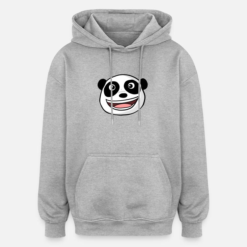 Tête de panda - Sweat à capuche oversize unisexe - gris chiné