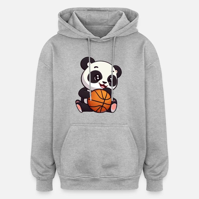 Panda sur skateboard - Sweat à capuche oversize unisexe - gris chiné