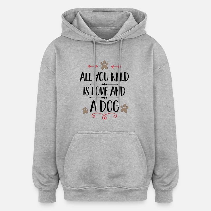 Hund - Oversized Unisex Hoodie - Grau meliert