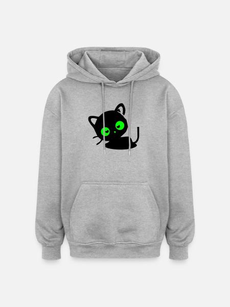 Katze - Oversized Unisex Hoodie - Grau meliert