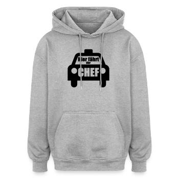 Hier fährt der Chef Taxi Fahrer Auto Geschenk - Oversized Unisex Hoodie - Grau meliert - Vorne - Noah (186cm)