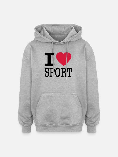 I love sports - Oversized Unisex Hoodie - heather grey