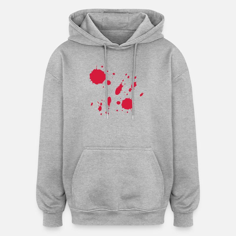 Red Paint Splashes Abstract Pattern - Oversized Unisex Hoodie - heather grey