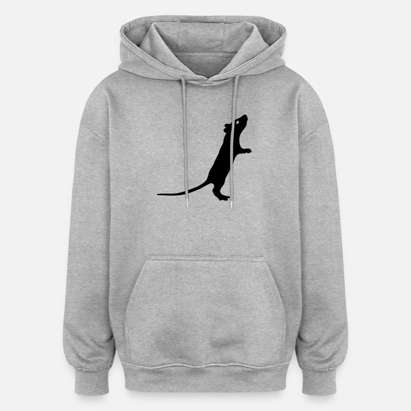Ratte - Oversized Unisex Hoodie - Grau meliert