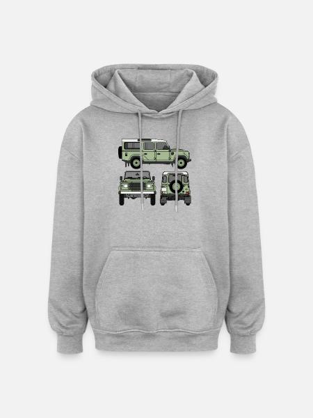 Defender 110 - Sides - Oversized Unisex Hoodie - heather grey