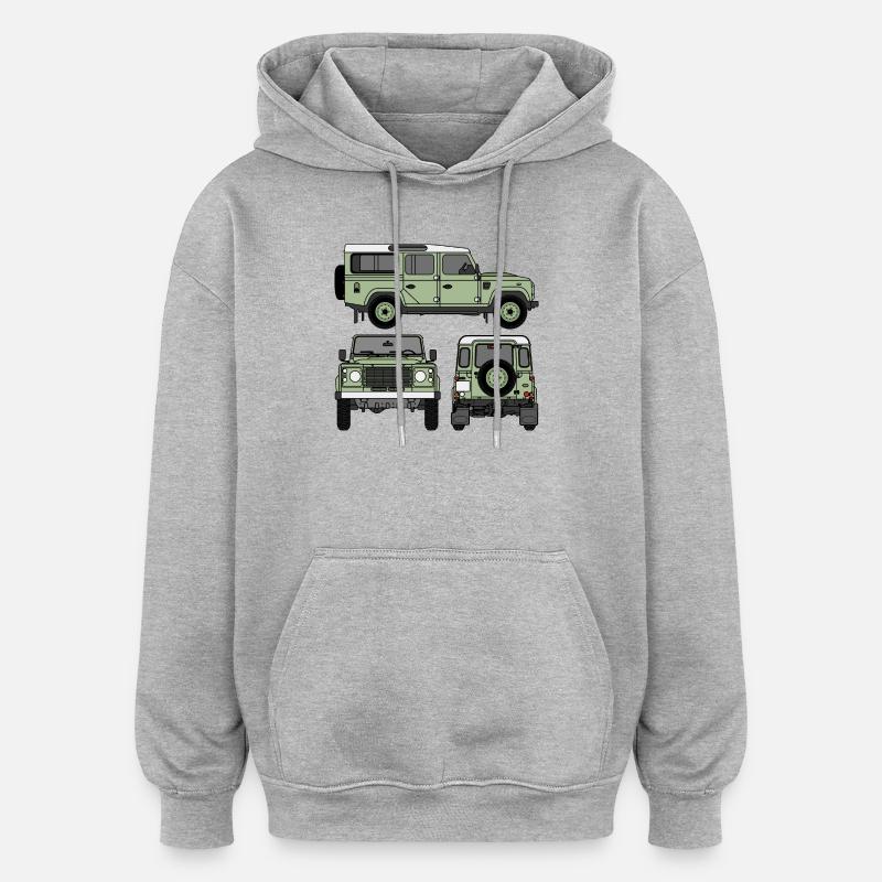 Defender 110 - Seiten - Oversized Unisex Hoodie - Grau meliert