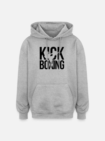 boxe kick boxing - Sweat à capuche oversize unisexe - gris chiné