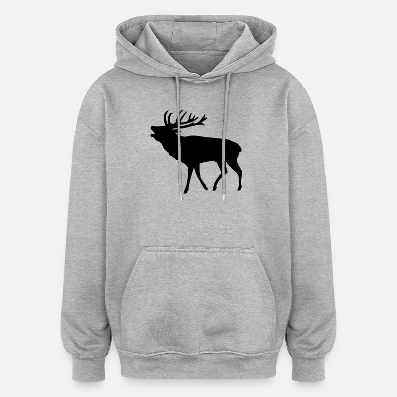 cerf - Sweat à capuche oversize unisexe - gris chiné