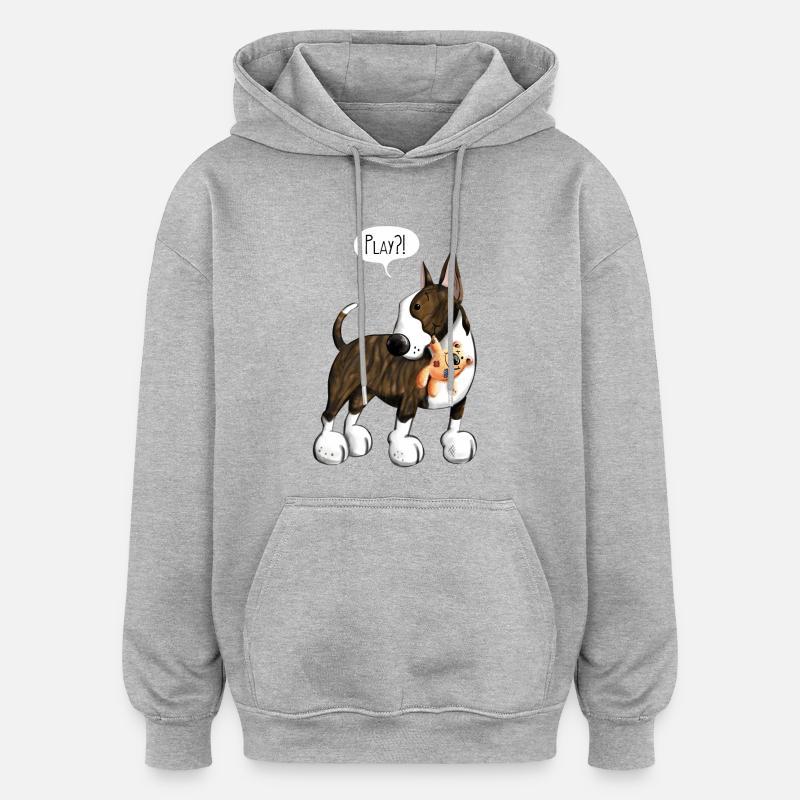 Mignon Bullterrier - Sweat à capuche oversize unisexe - gris chiné