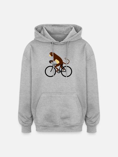 singe - Sweat à capuche oversize unisexe - gris chiné