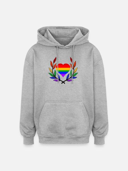 Laurel Wreath Gay Pride Hart Regenboogvlag LGBT - Oversized uniseks hoodie - grijs gemêleerd