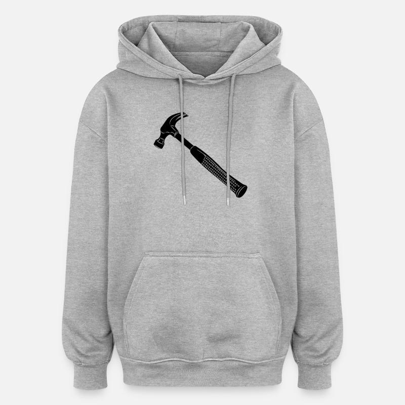 Marteau pour charpentier - Sweat à capuche oversize unisexe - gris chiné