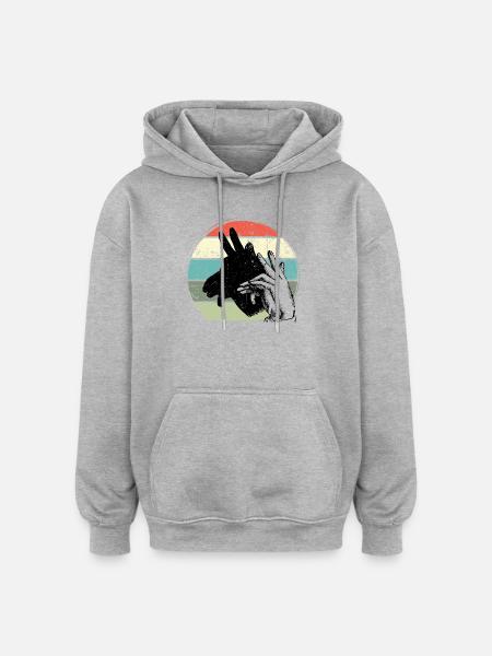 Giraffe Silhouette Retro Sunset - Oversized Unisex Hoodie - heather grey