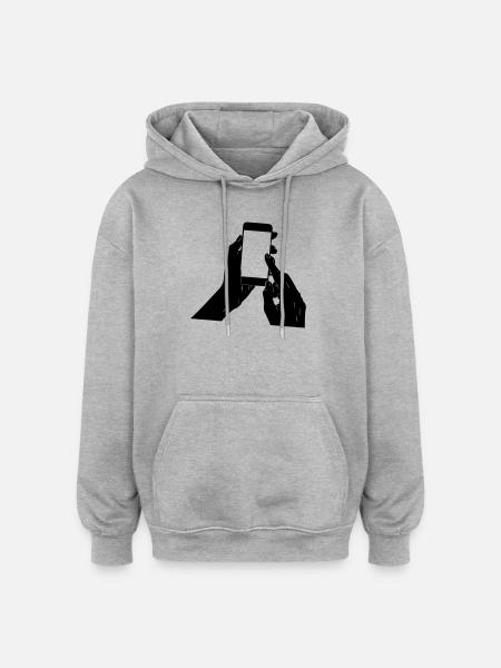 smartphone in your hands - Oversized Unisex Hoodie - heather grey