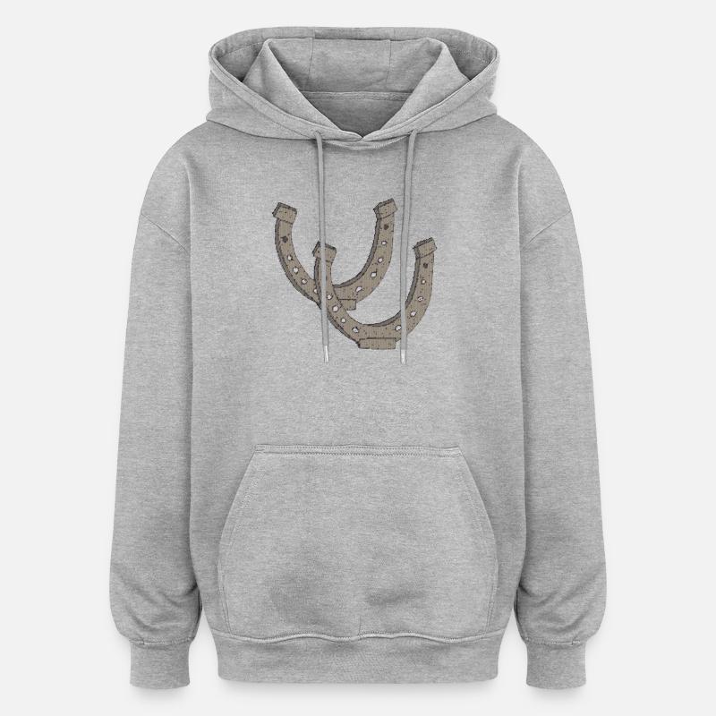 Tissu fer à cheval - Sweat à capuche oversize unisexe - gris chiné